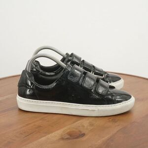 & Other Stories Womens Slip On Sneakers Size 9 Black Patent Leather Hook Loop